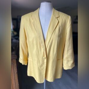 Jules & Leopold Bright Yellow Rayon/Linen Blend Women's Blazer, size sm.